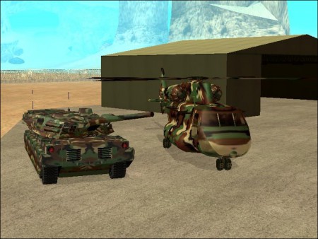 Egy tank és egy MI-8 as katonai helikopter